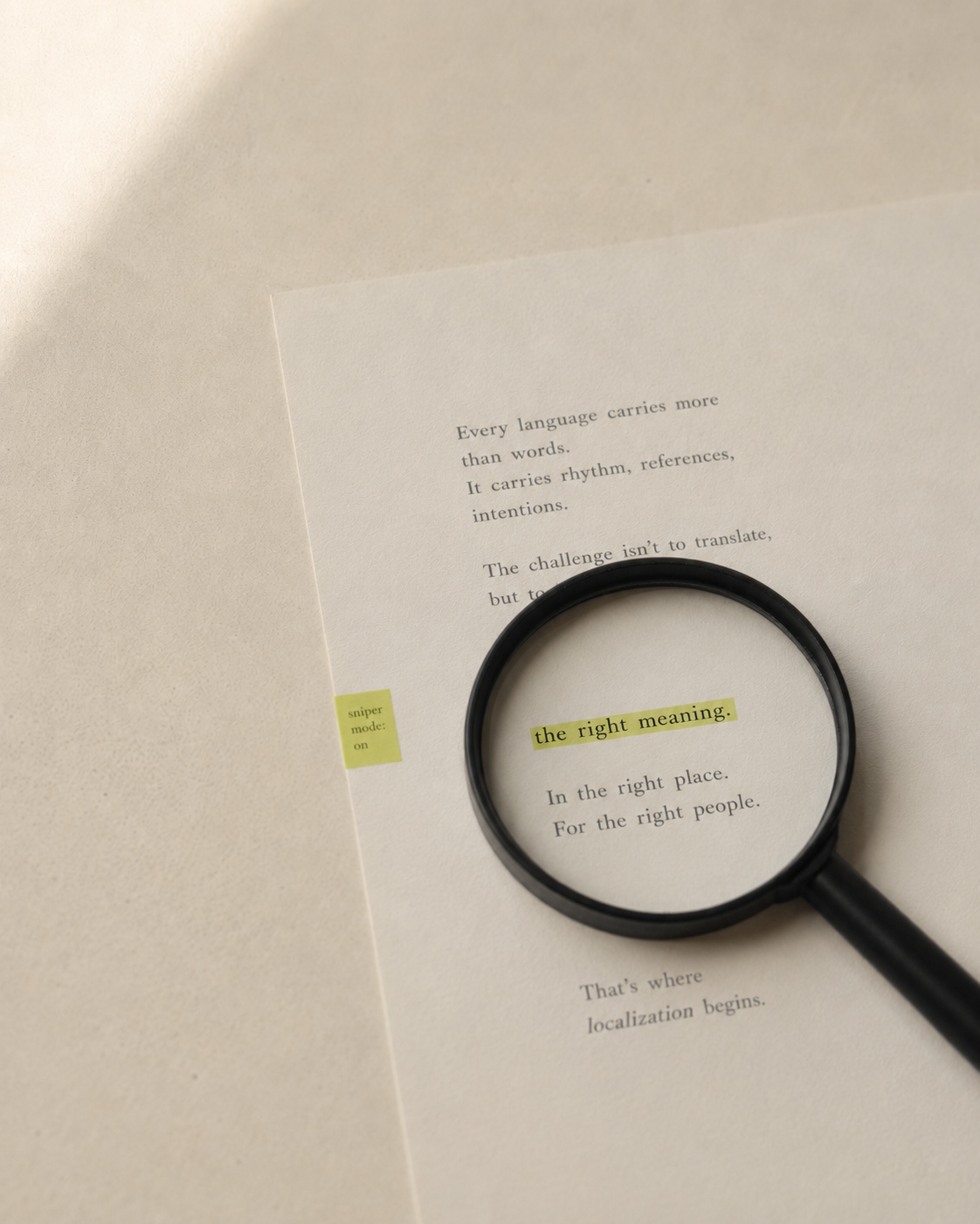 Magnifying glass over text